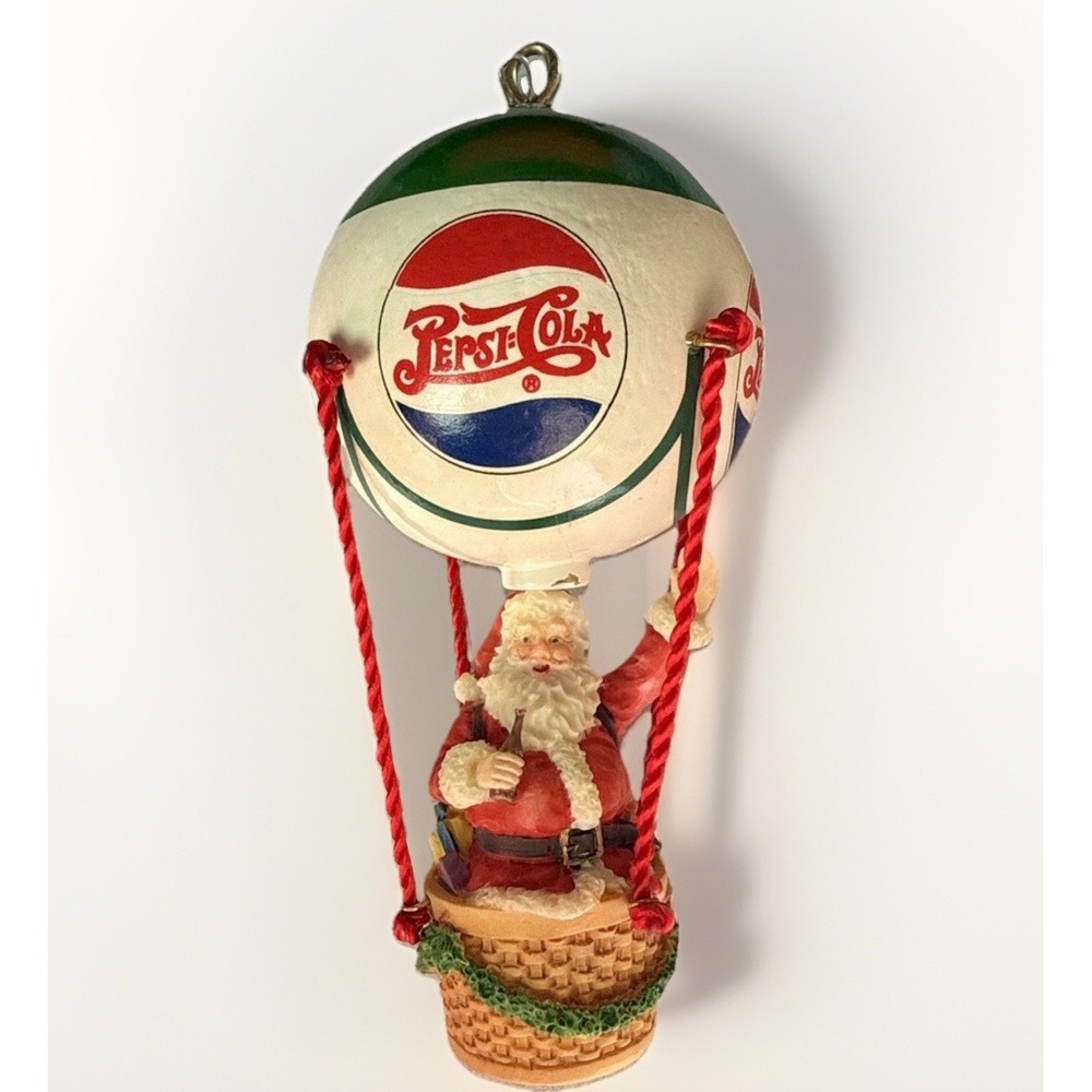 Vintage Pepsi And Santa Hot Air Balloon Ornament Green Top